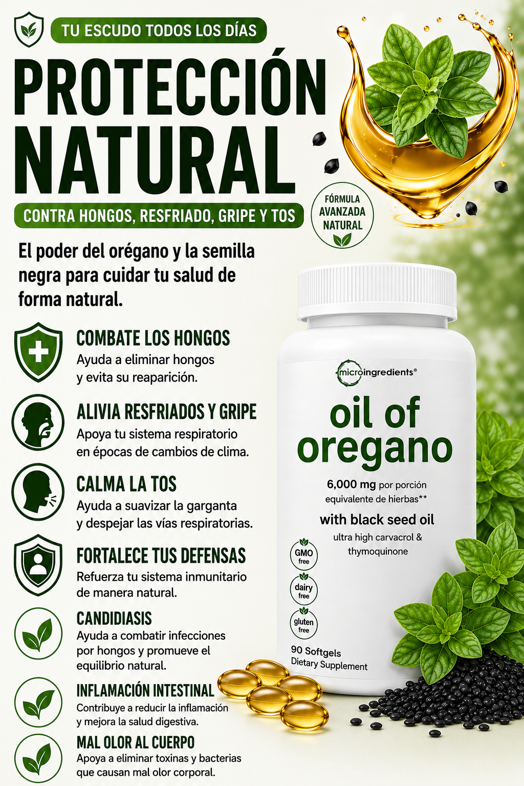 Cápsulas de Aceite de Orégano (Pack de 90 Cápsulas Blandas)